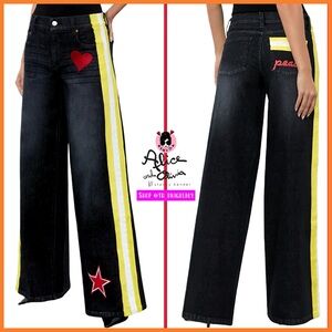 Alice + Olivia Trish Wide Leg Multi Jeans